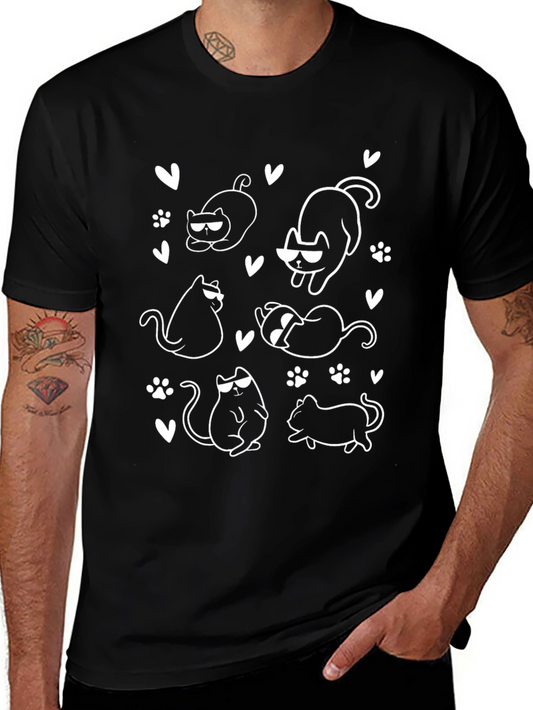 Cool Cats Graphic Tee - Black Cotton Shirt