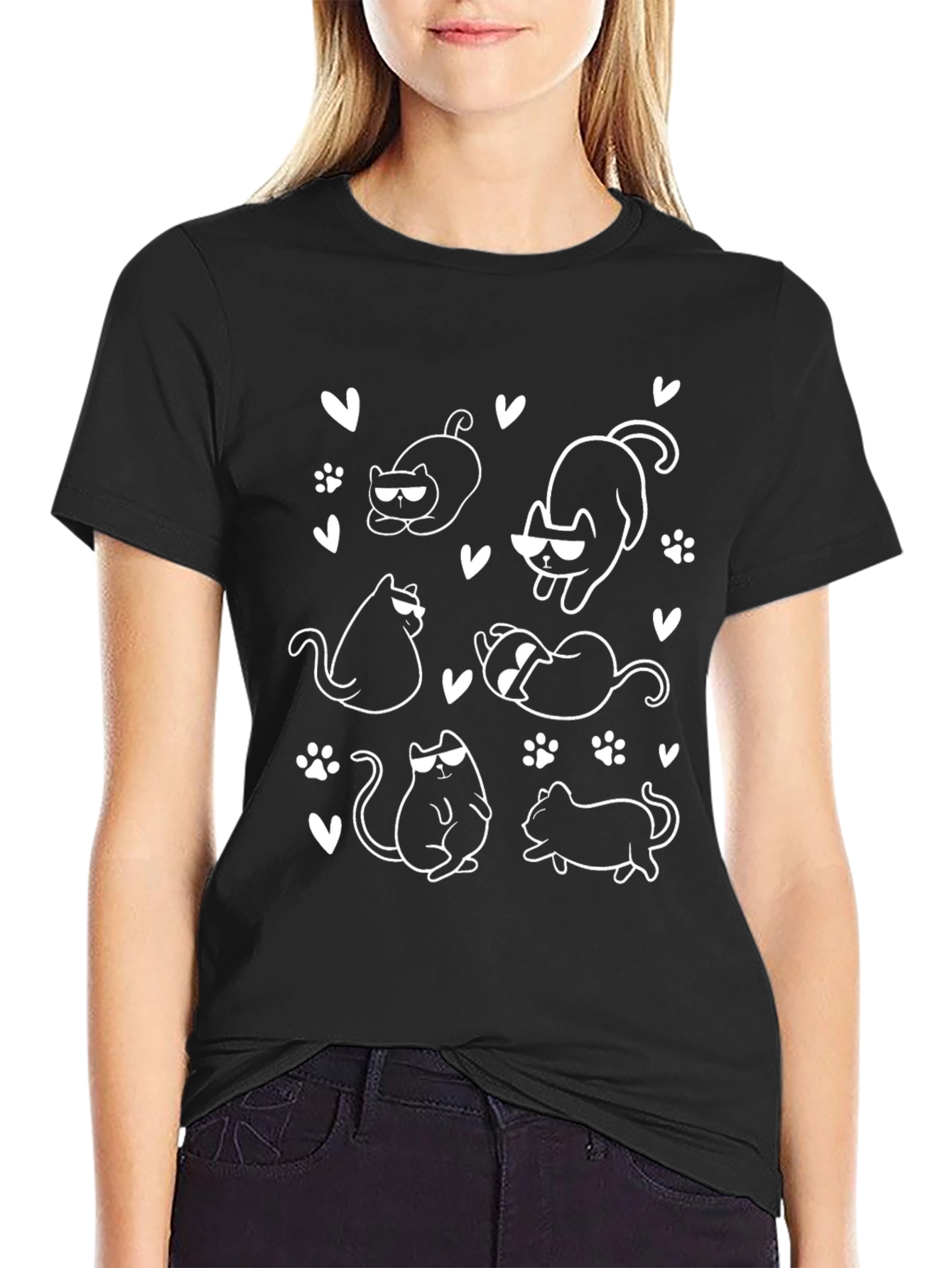 Cool Cats Graphic Tee - Black Cotton Shirt