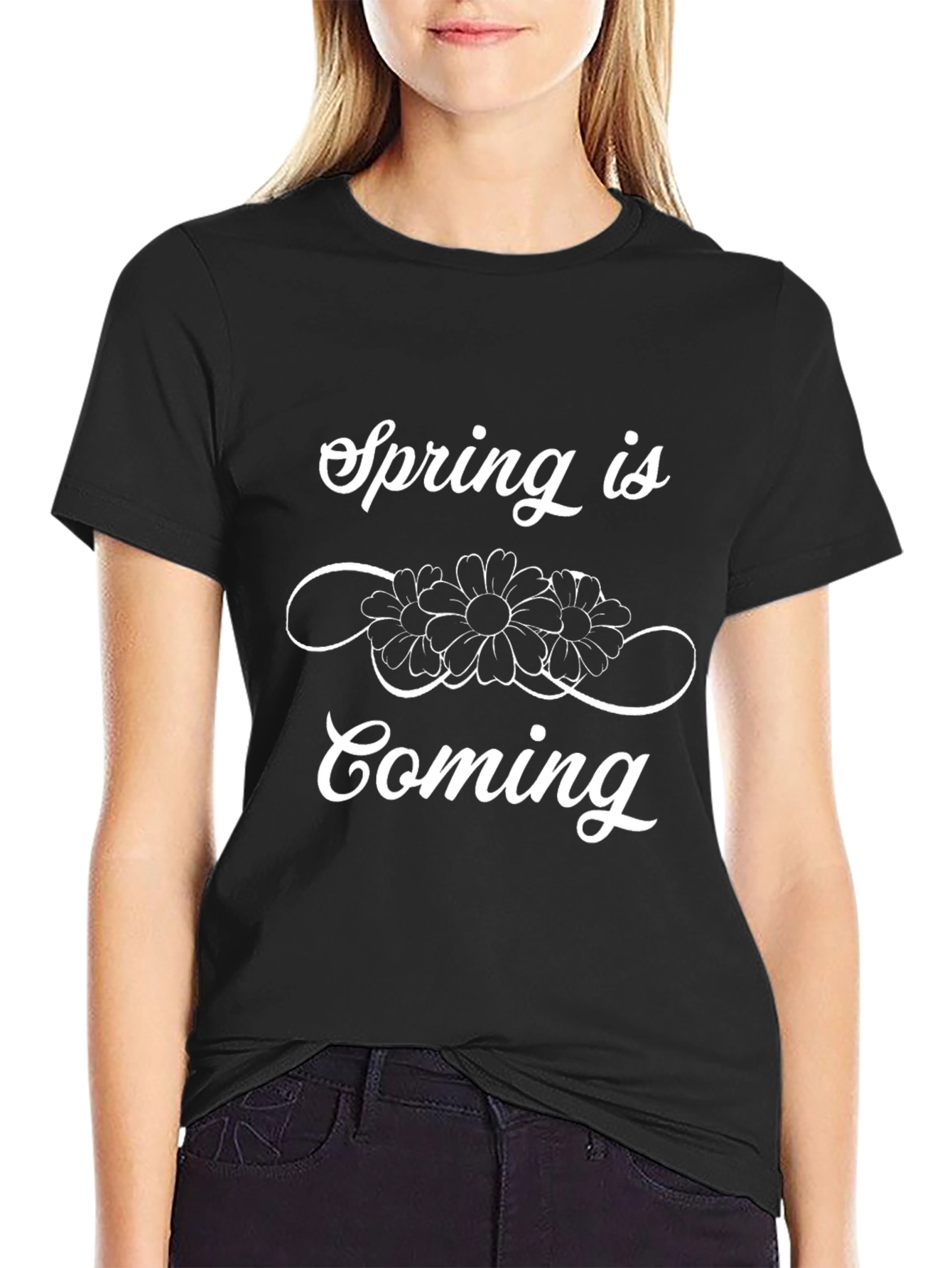 Spring is Coming Graphic Tee - Black