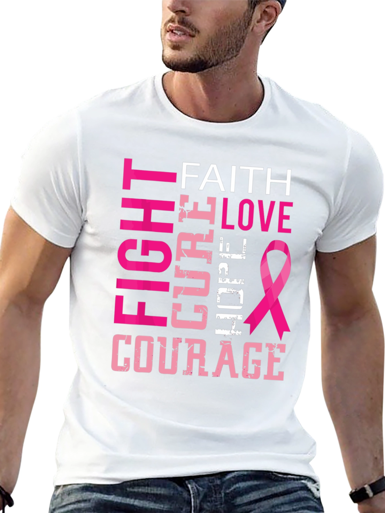 Fight Cure Love Hope Courage Breast Cancer Awareness T-Shirt
