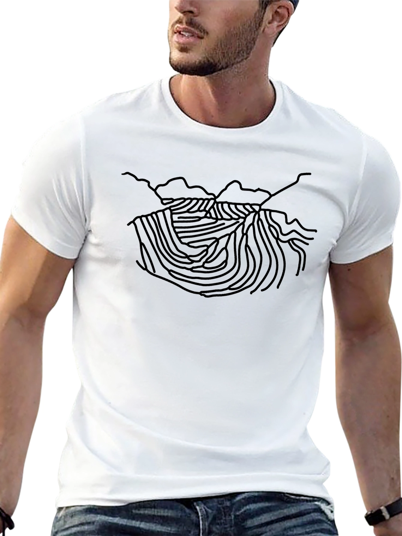 Abstract Landscape Graphic Print Black T-Shirt