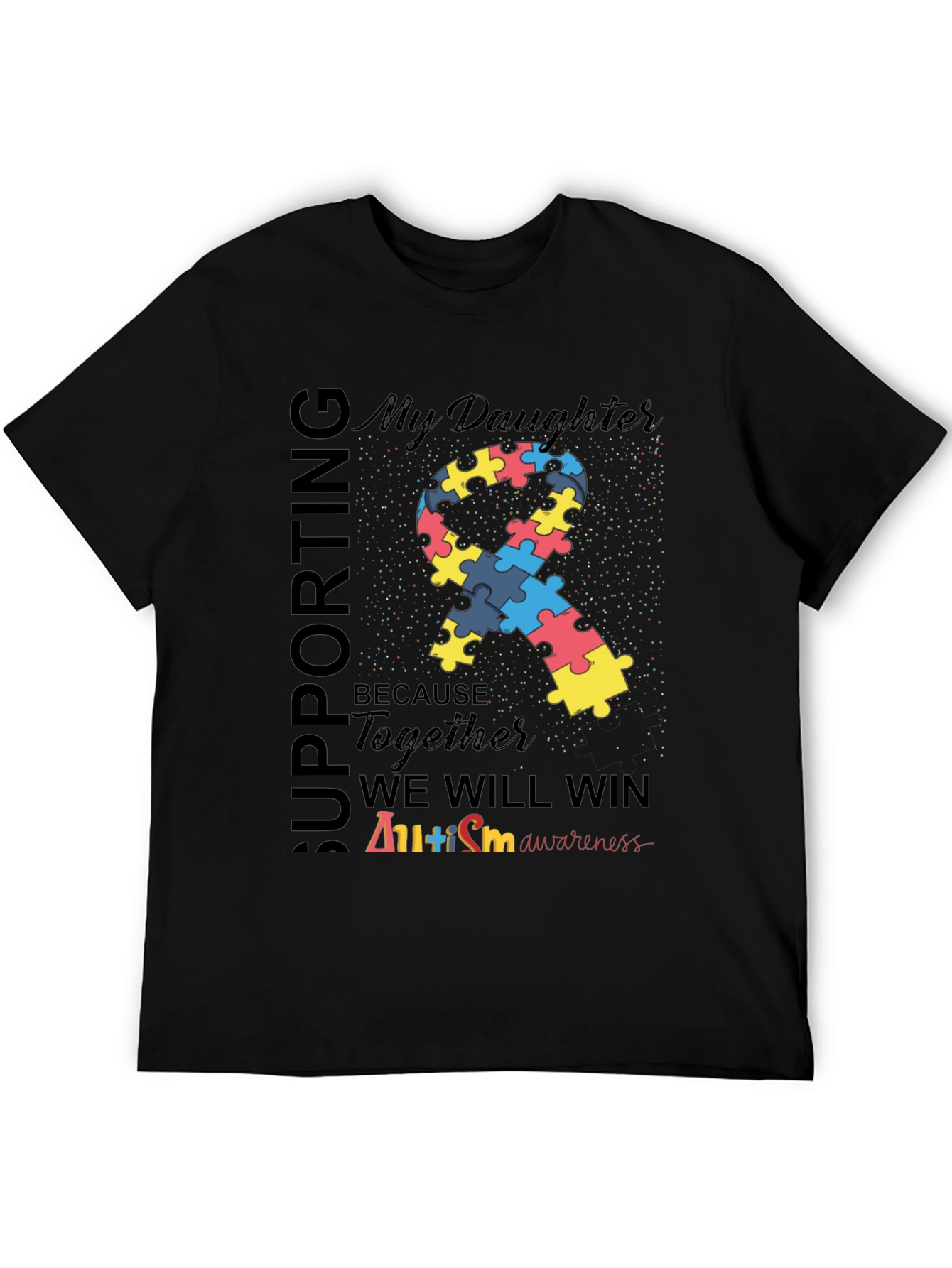 Autism Awareness Ribbon T-Shirt - Supporting My Daughter