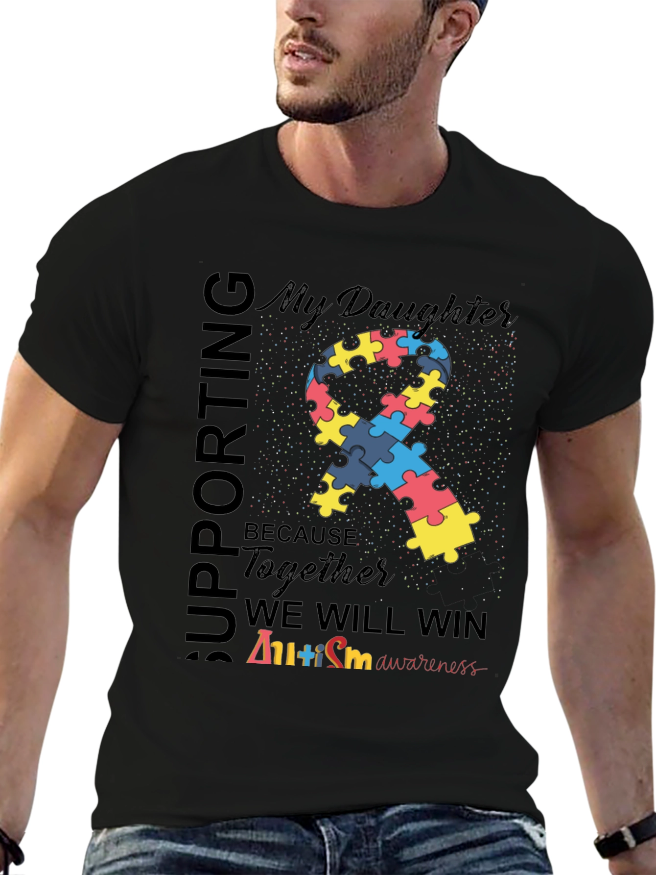 Autism Awareness Ribbon T-Shirt - Supporting My Daughter