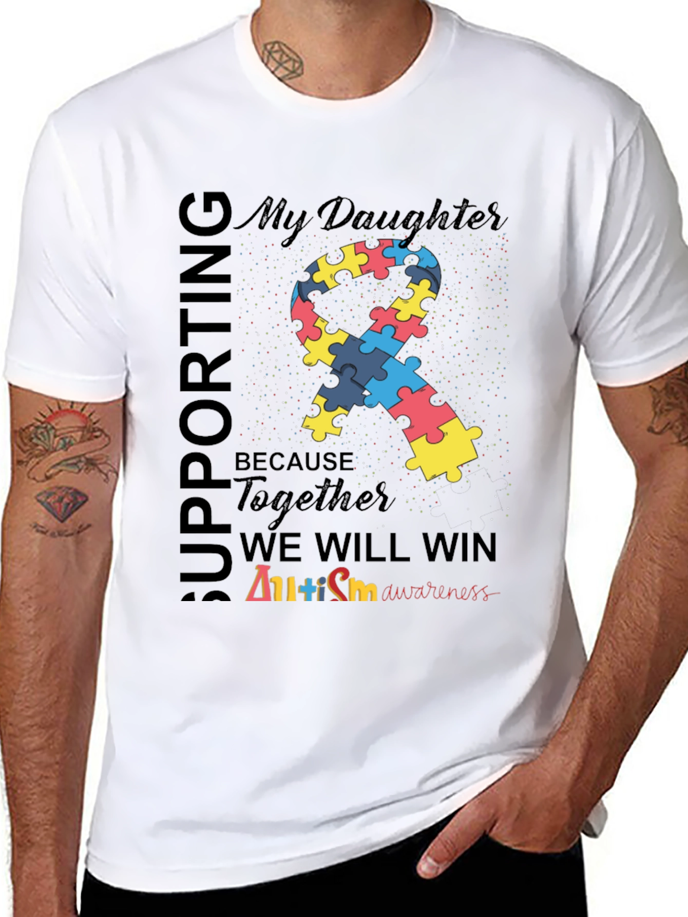 Autism Awareness Ribbon T-Shirt - Supporting My Daughter