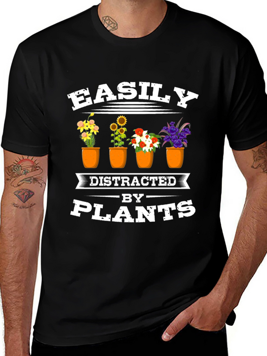 Easily Distracted by Plants Black T-Shirt