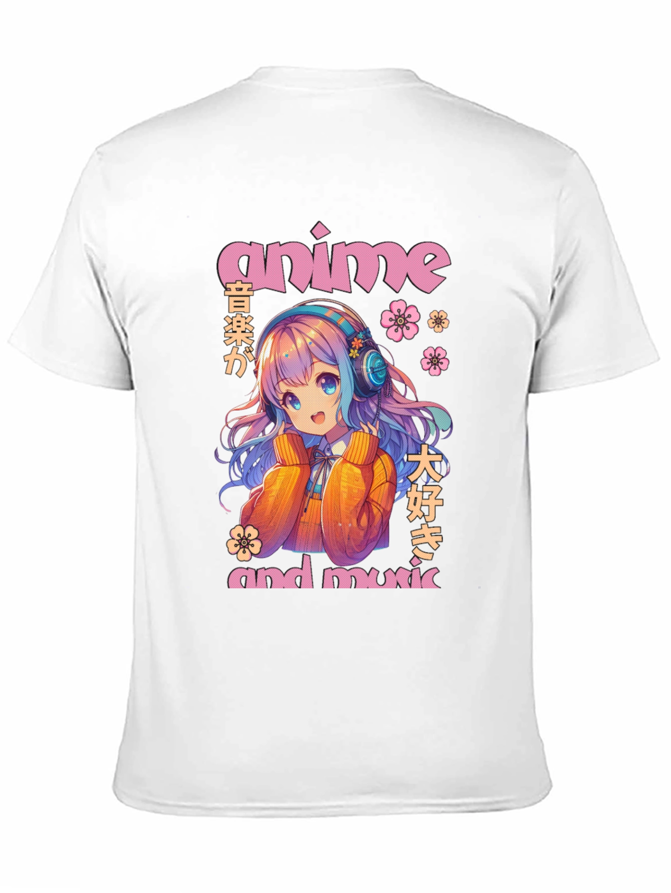 Anime & Music Graphic T-Shirt - Cute Anime Girl