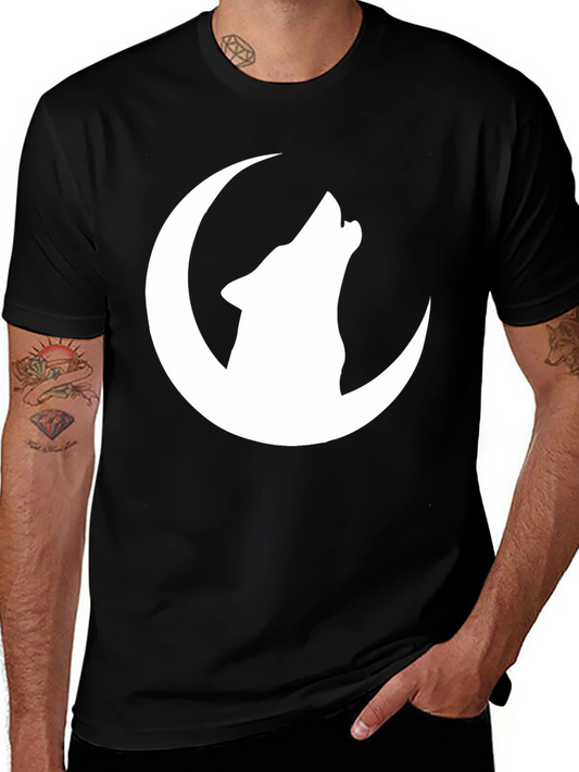 Wolf Moon Graphic Tee - Black Cotton T-Shirt