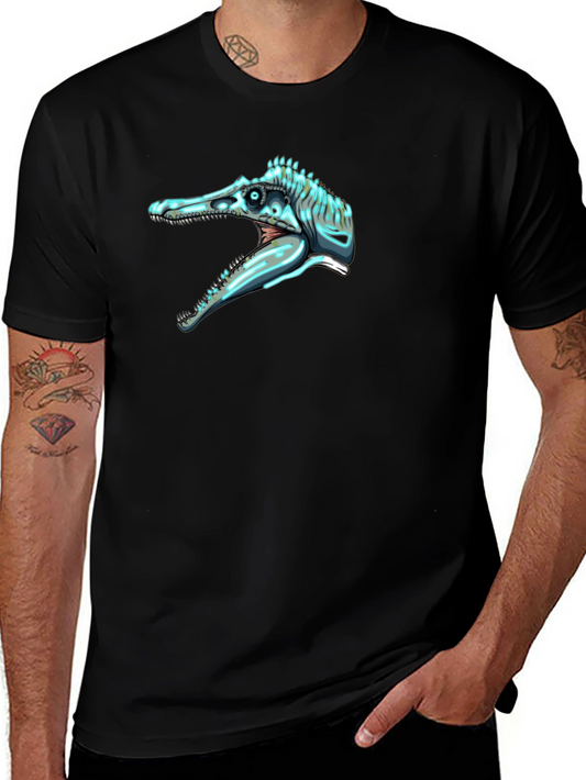 Dino Skull Graphic Tee - Black Cotton Comfort
