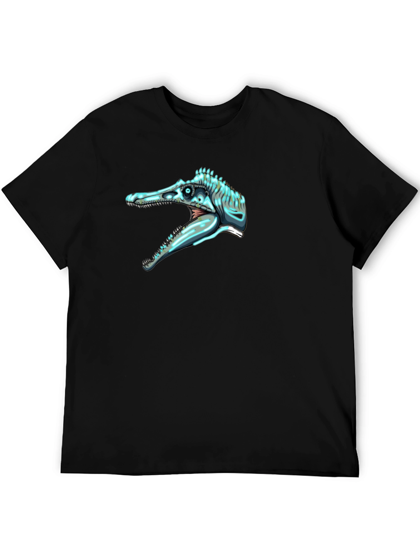 Dino Skull Graphic Tee - Black Cotton Comfort