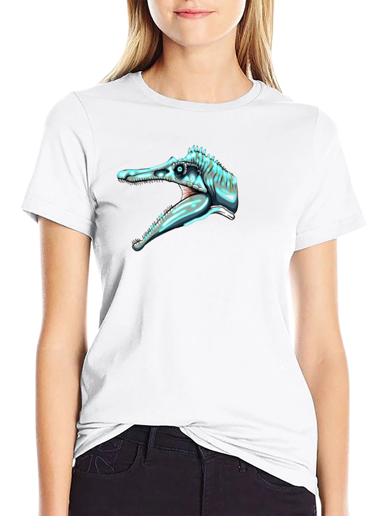 Dino Skull Graphic Tee - Black Cotton Comfort