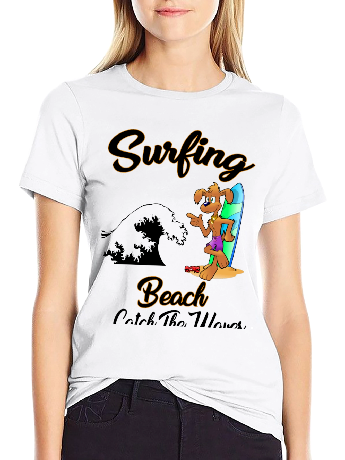 Surfing Beach Dog T-Shirt - Catch the Waves