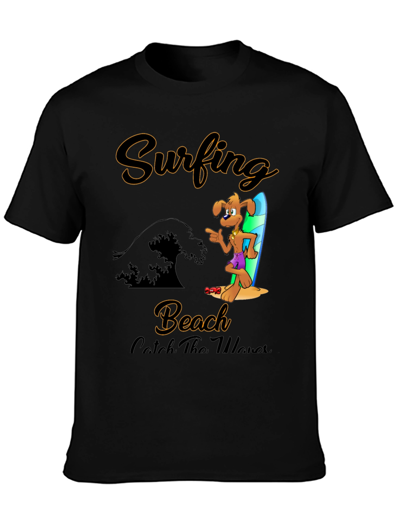 Surfing Beach Dog T-Shirt - Catch the Waves