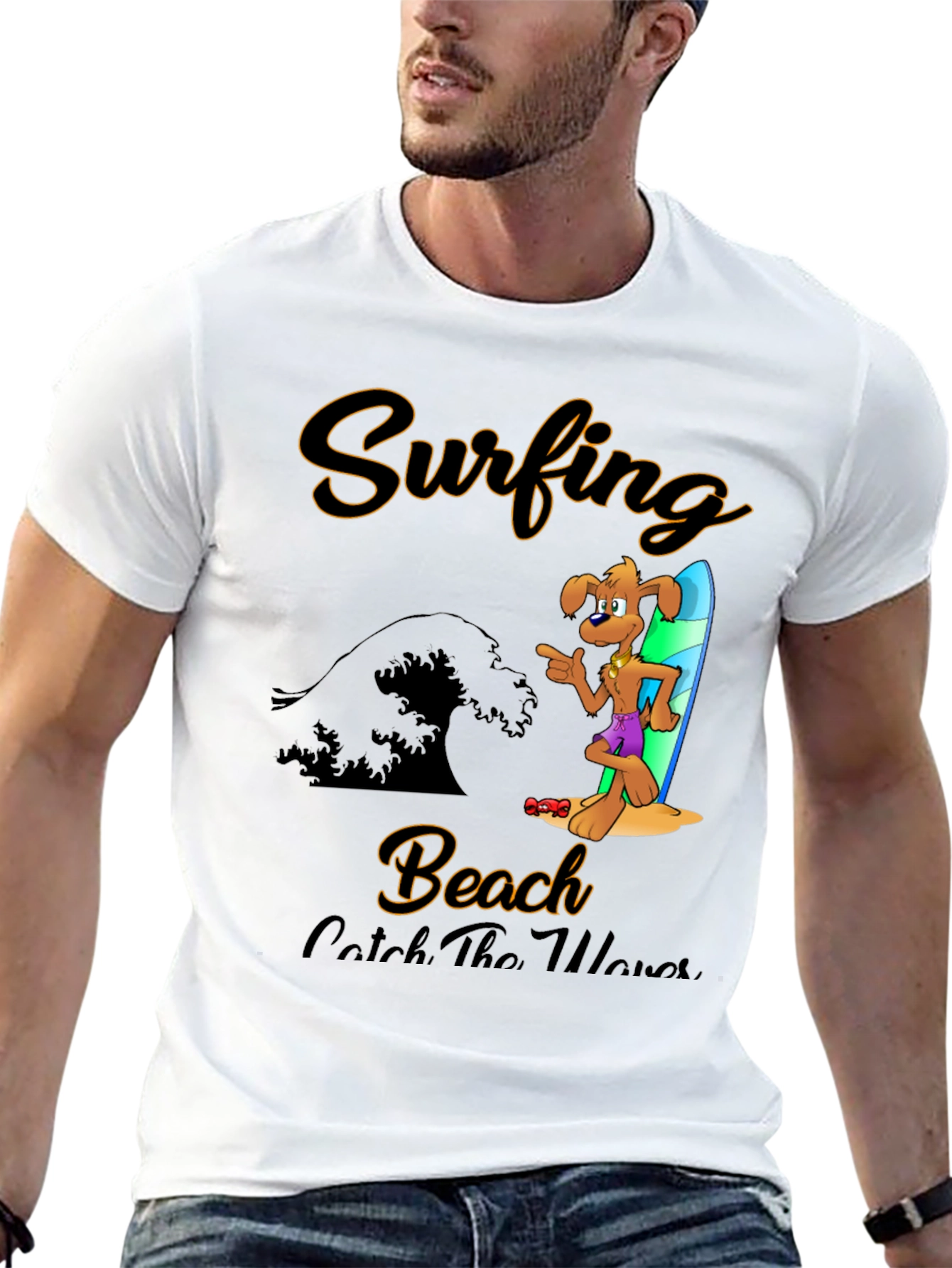 Surfing Beach Dog T-Shirt - Catch the Waves