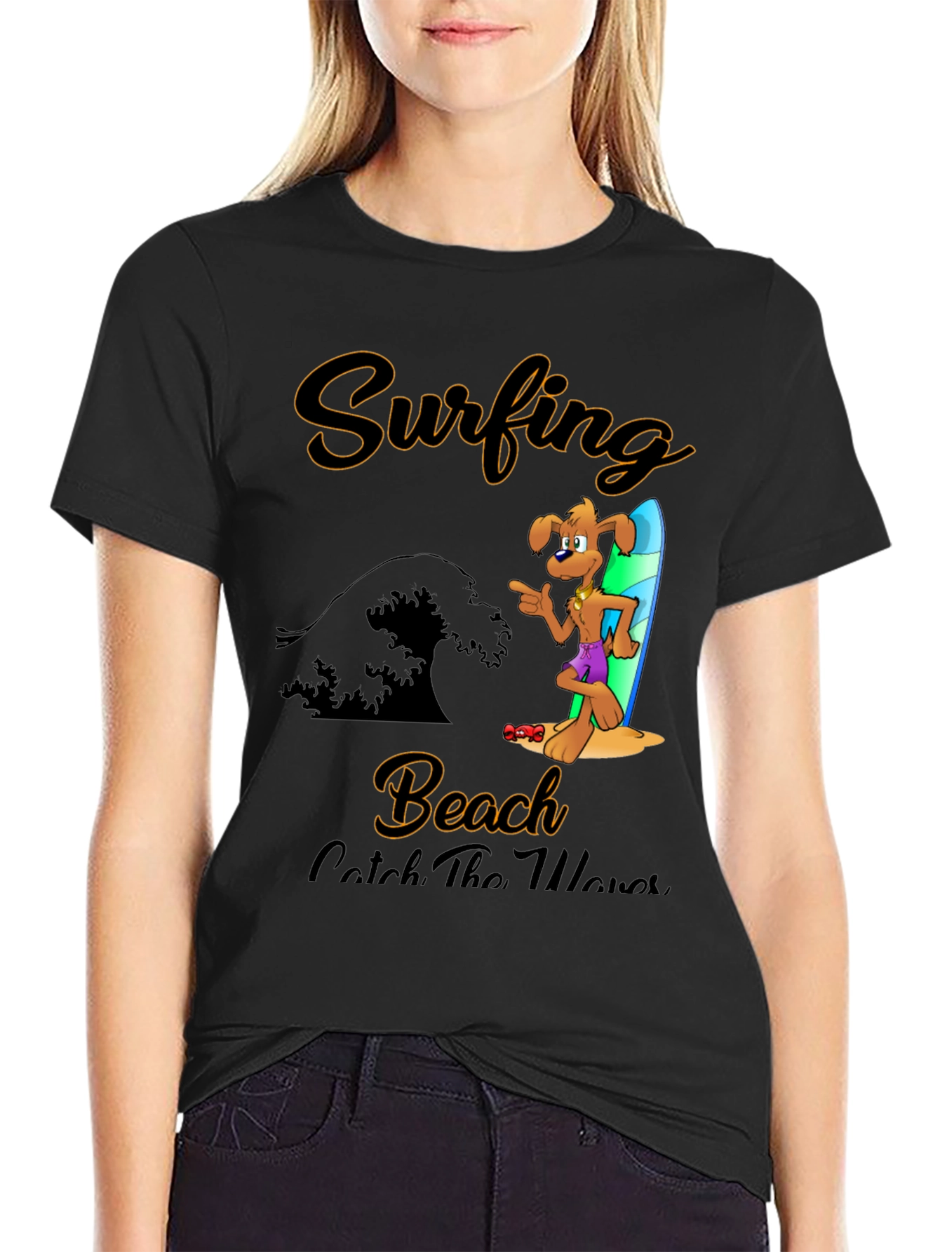 Surfing Beach Dog T-Shirt - Catch the Waves