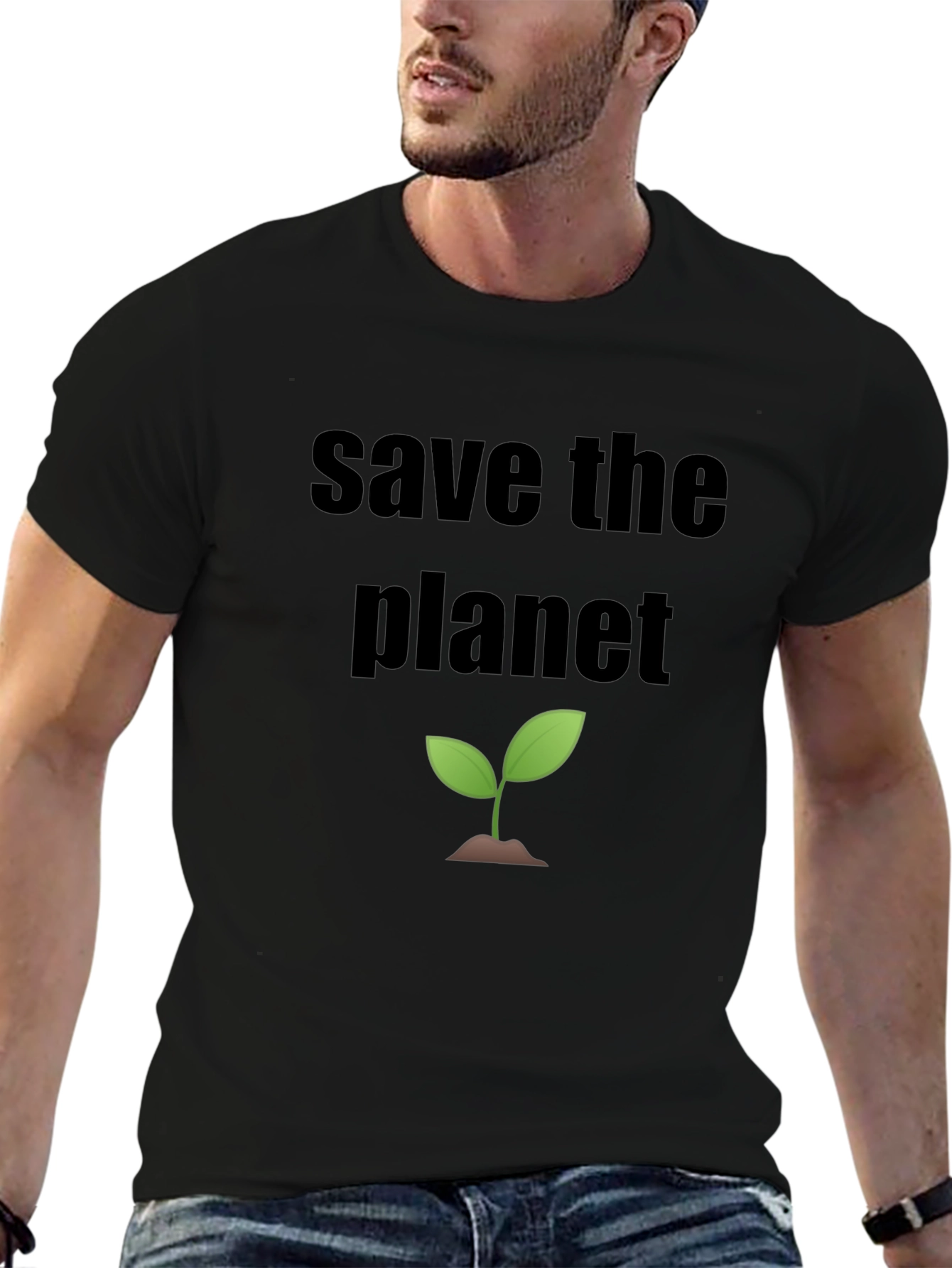 Save the Planet T-Shirt - Black Eco-Friendly Design