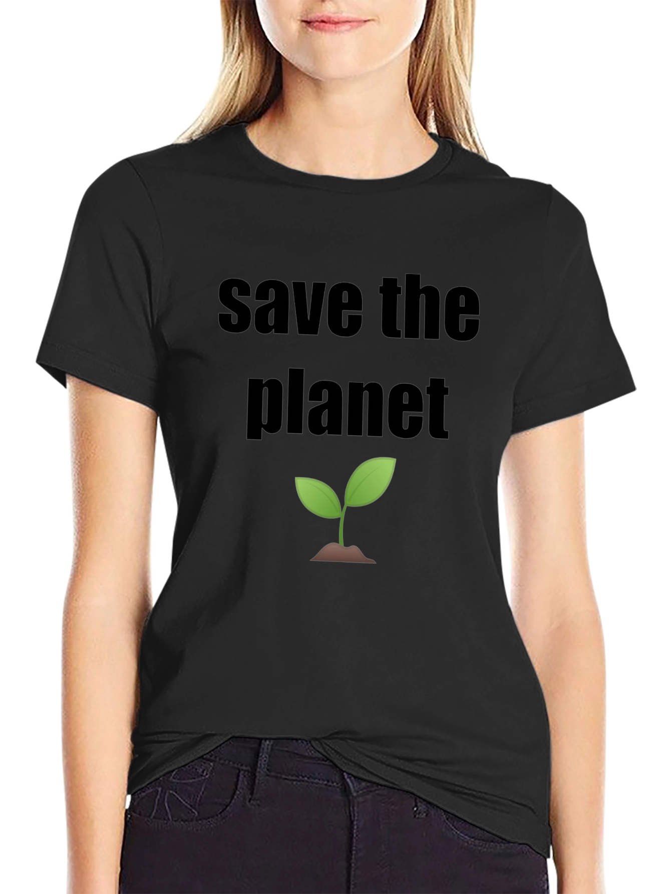 Save the Planet T-Shirt - Black Eco-Friendly Design