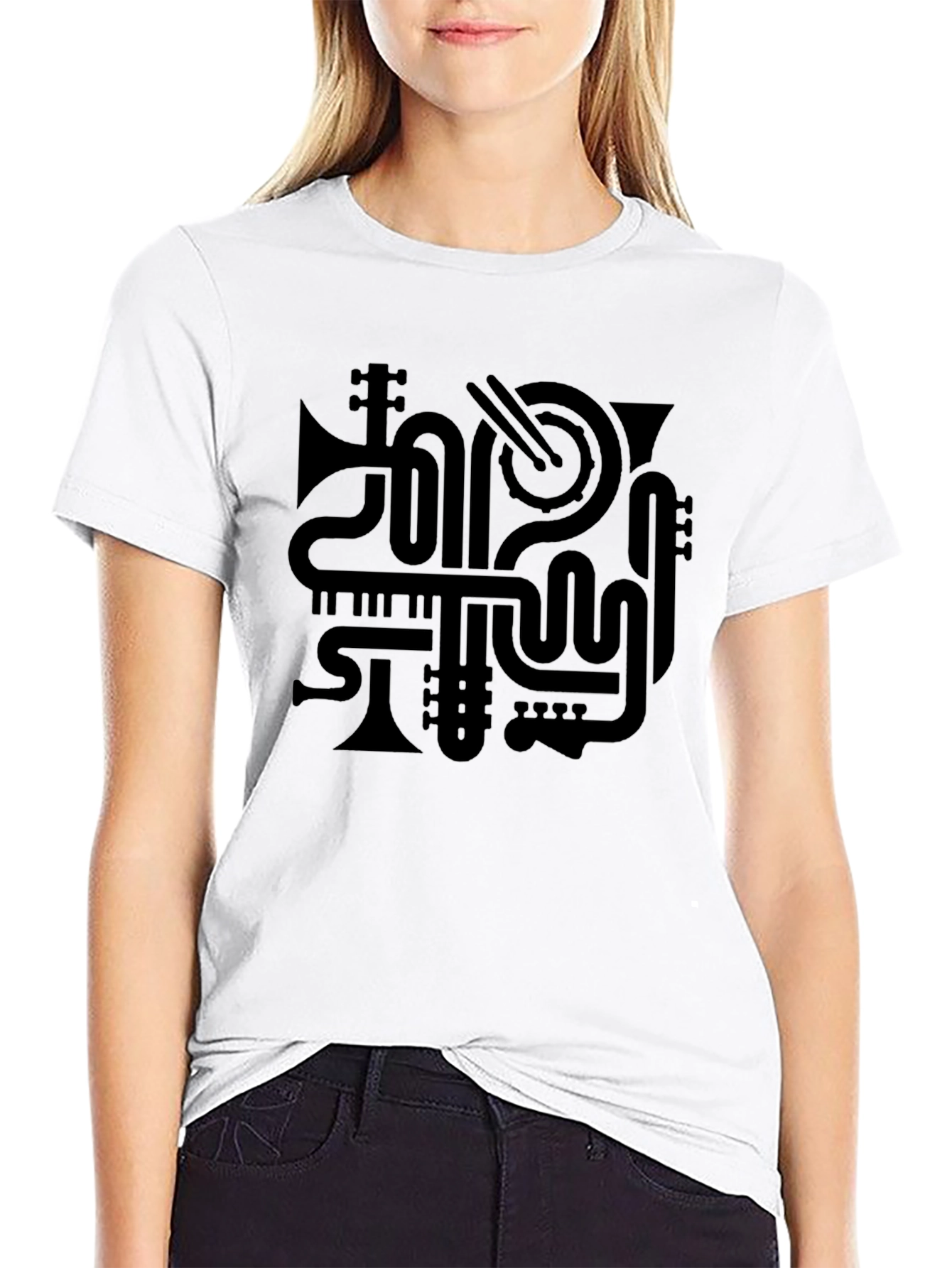 Music Instrument Graphic T-Shirt - Black