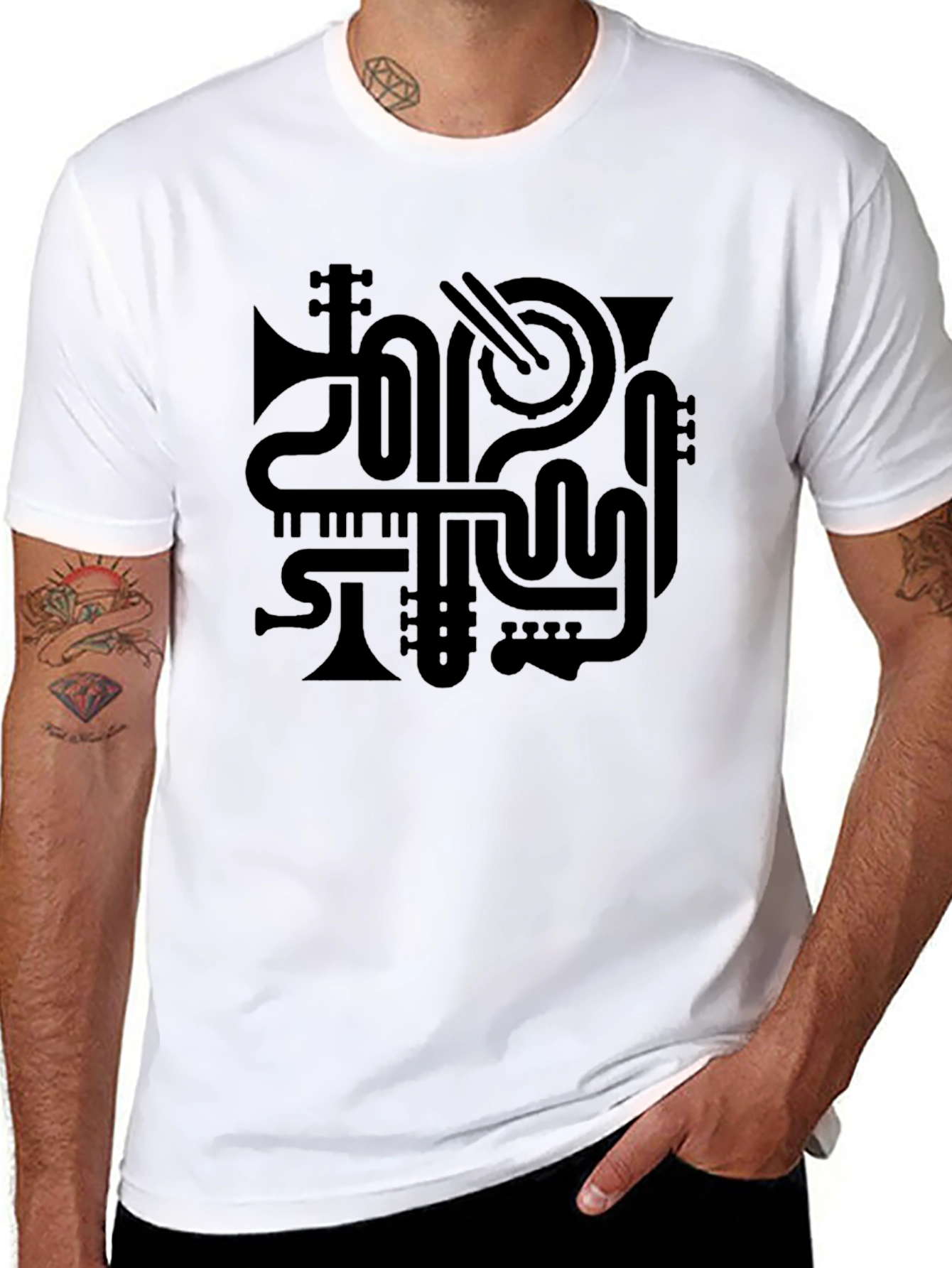 Music Instrument Graphic T-Shirt - Black