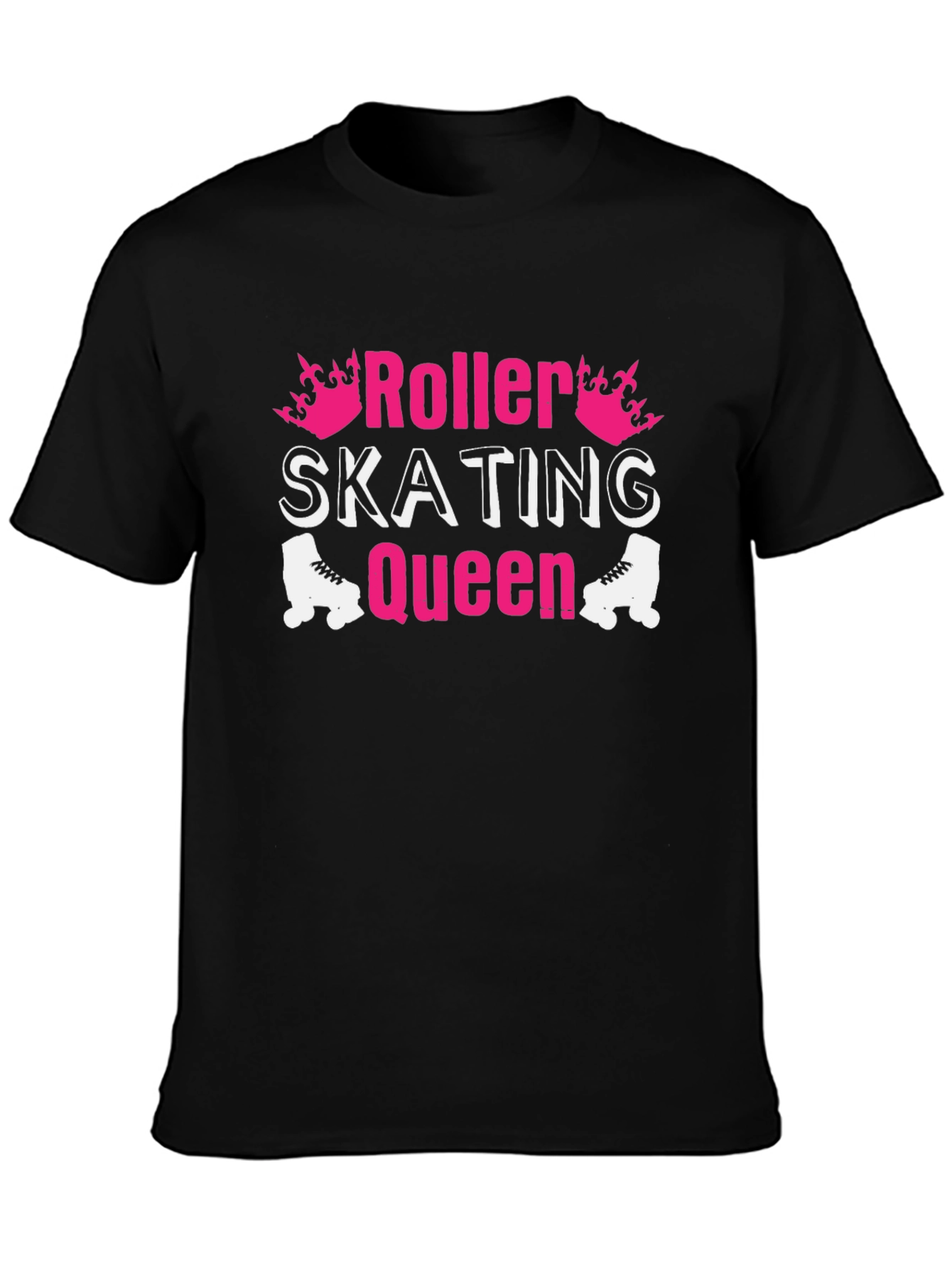 Roller Skating Queen Graphic Tee - Black Cotton T-Shirt