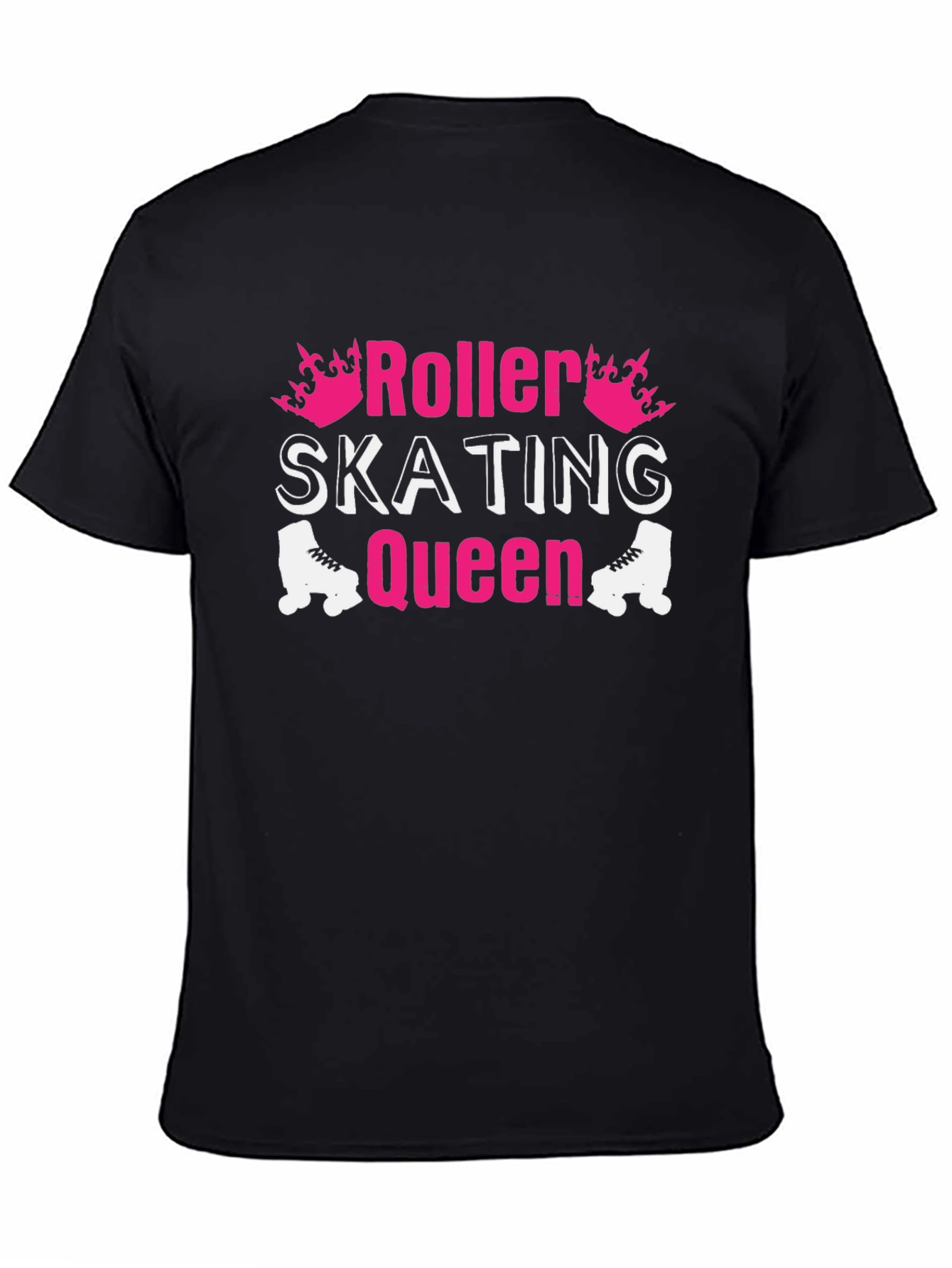 Roller Skating Queen Graphic Tee - Black Cotton T-Shirt