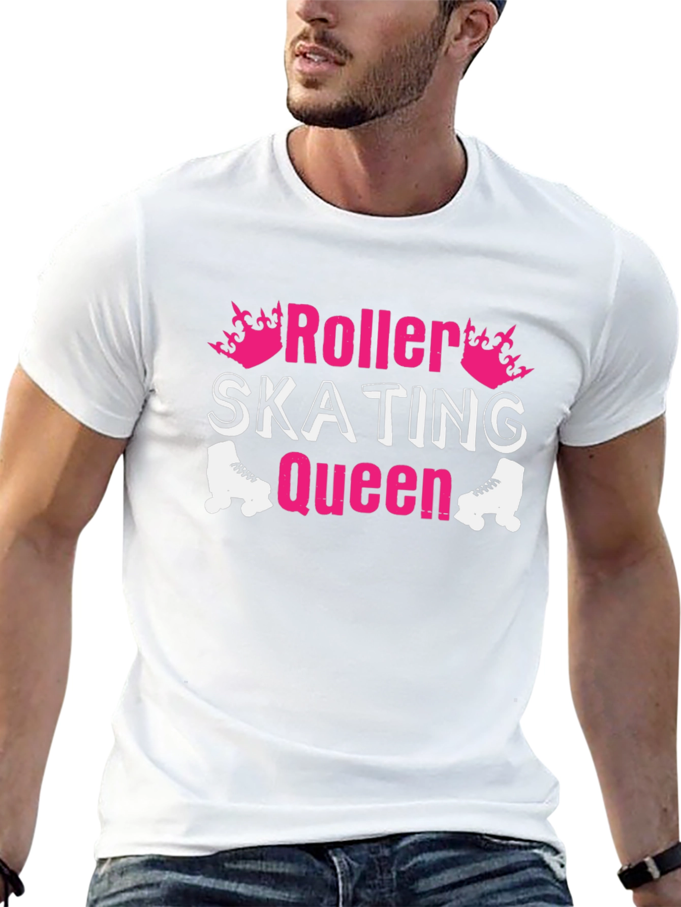 Roller Skating Queen Graphic Tee - Black Cotton T-Shirt