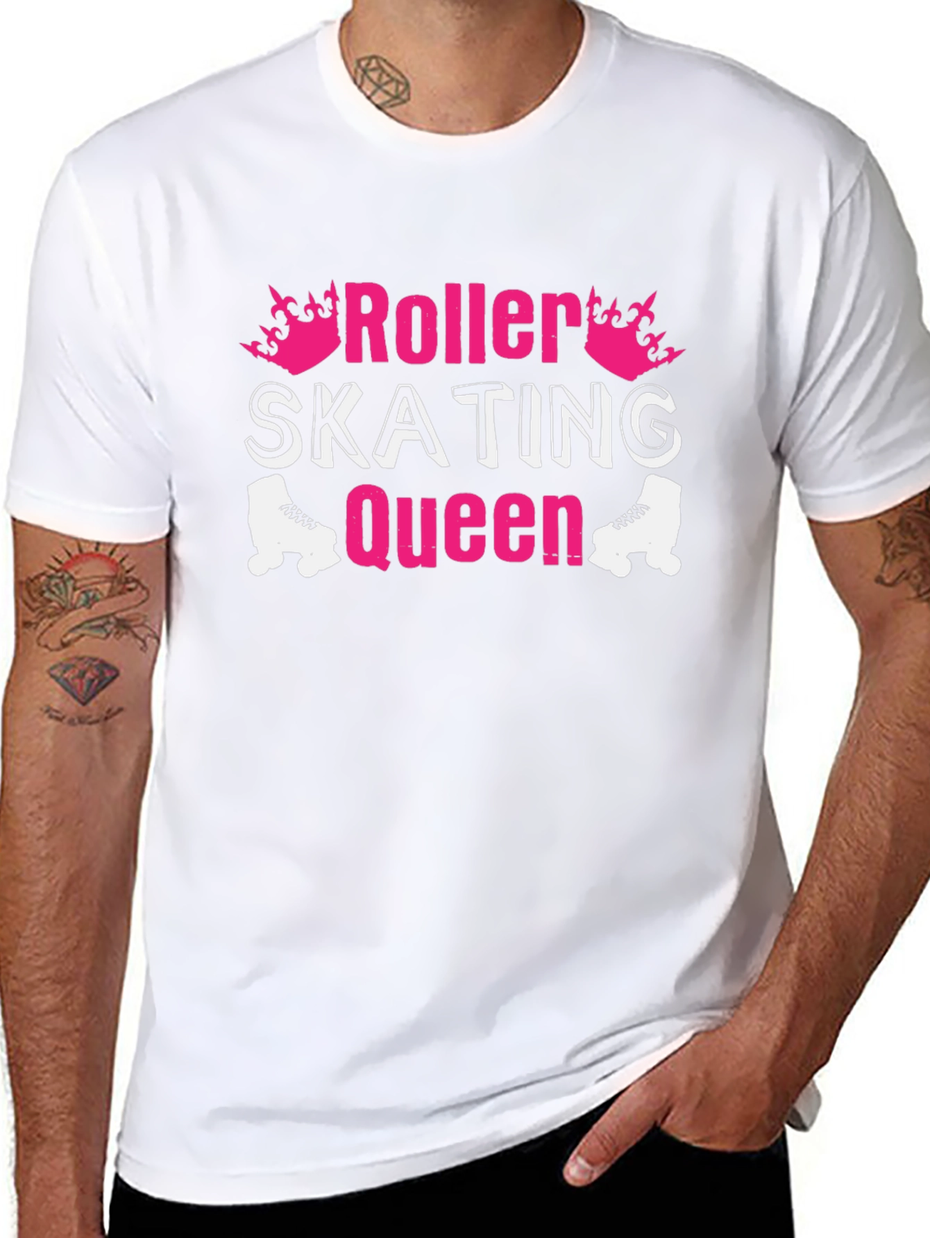 Roller Skating Queen Graphic Tee - Black Cotton T-Shirt