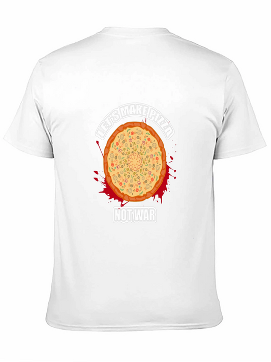 Lets Make Pizza Not War Black T-Shirt
