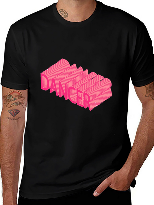 Dancer Graphic Tee - Unique Pink Design Black Cotton Shirt