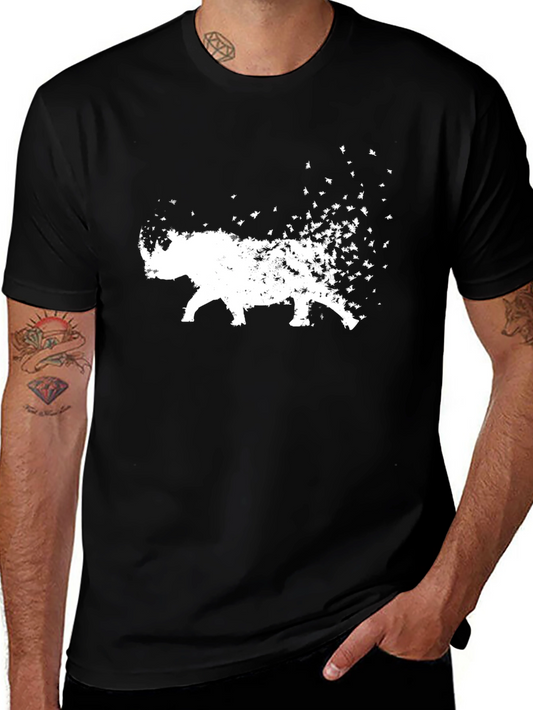 Abstract Rhino Print Black T-Shirt