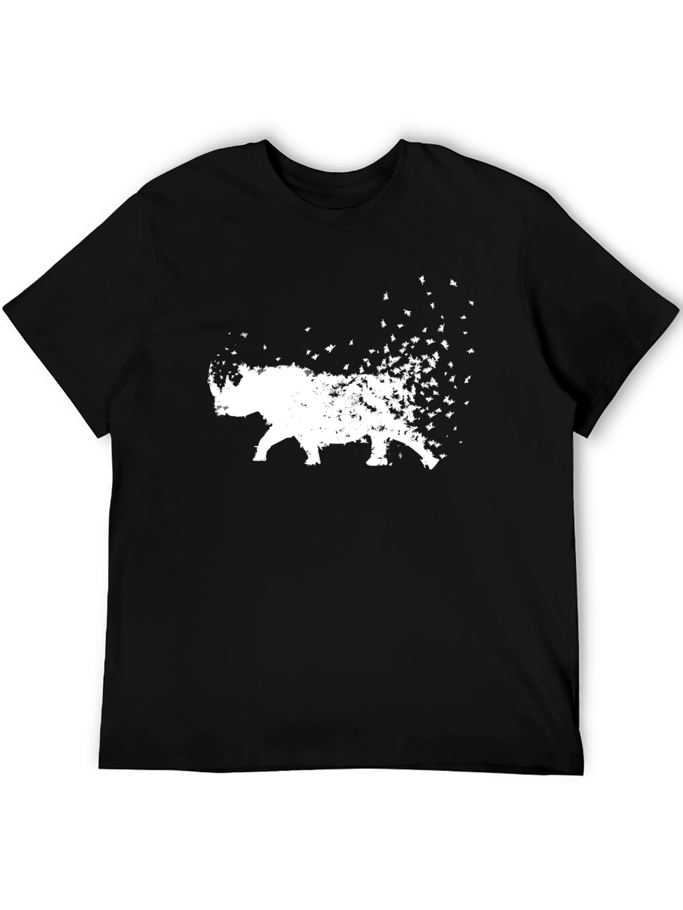 Abstract Rhino Print Black T-Shirt