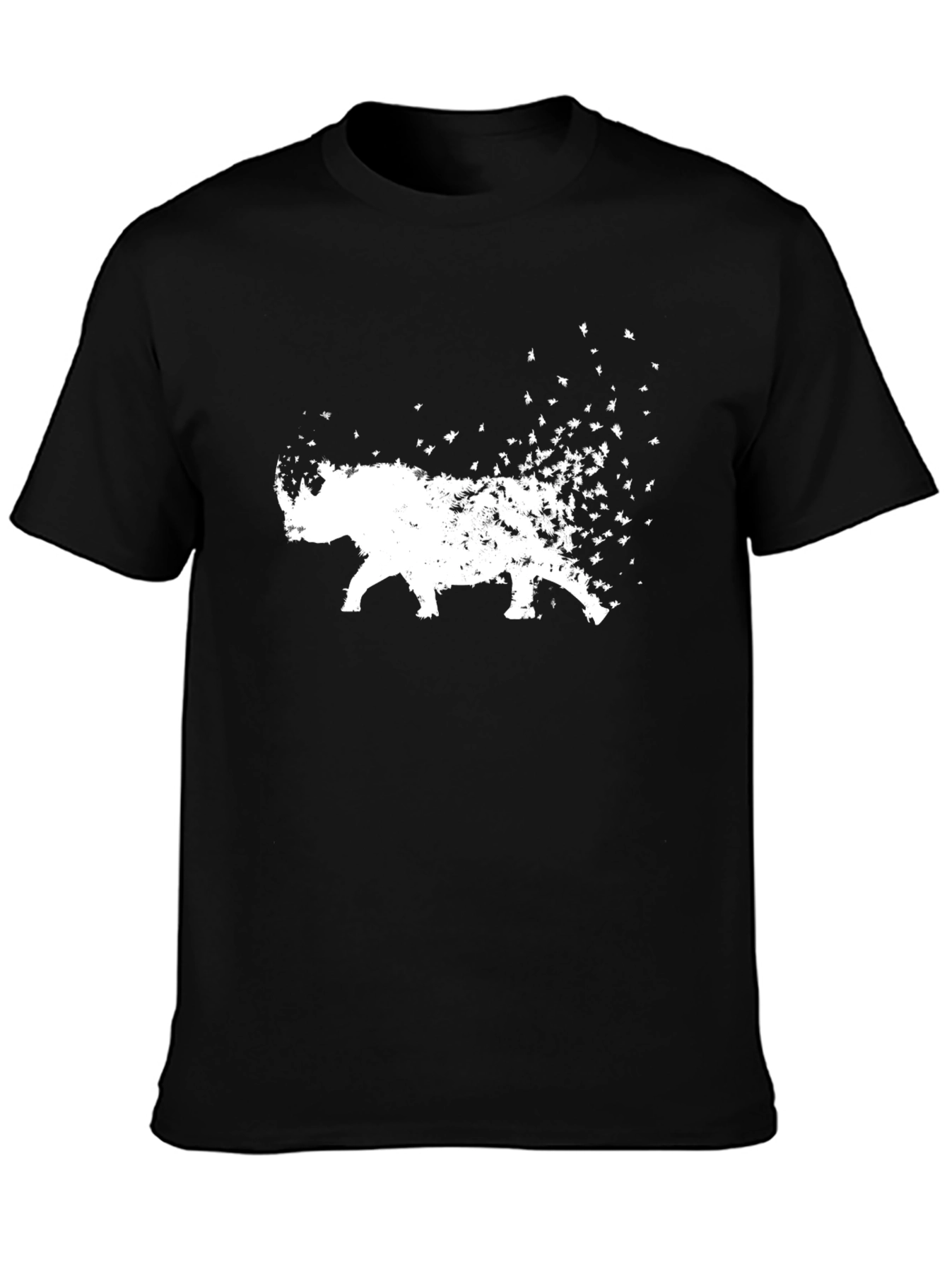 Abstract Rhino Print Black T-Shirt