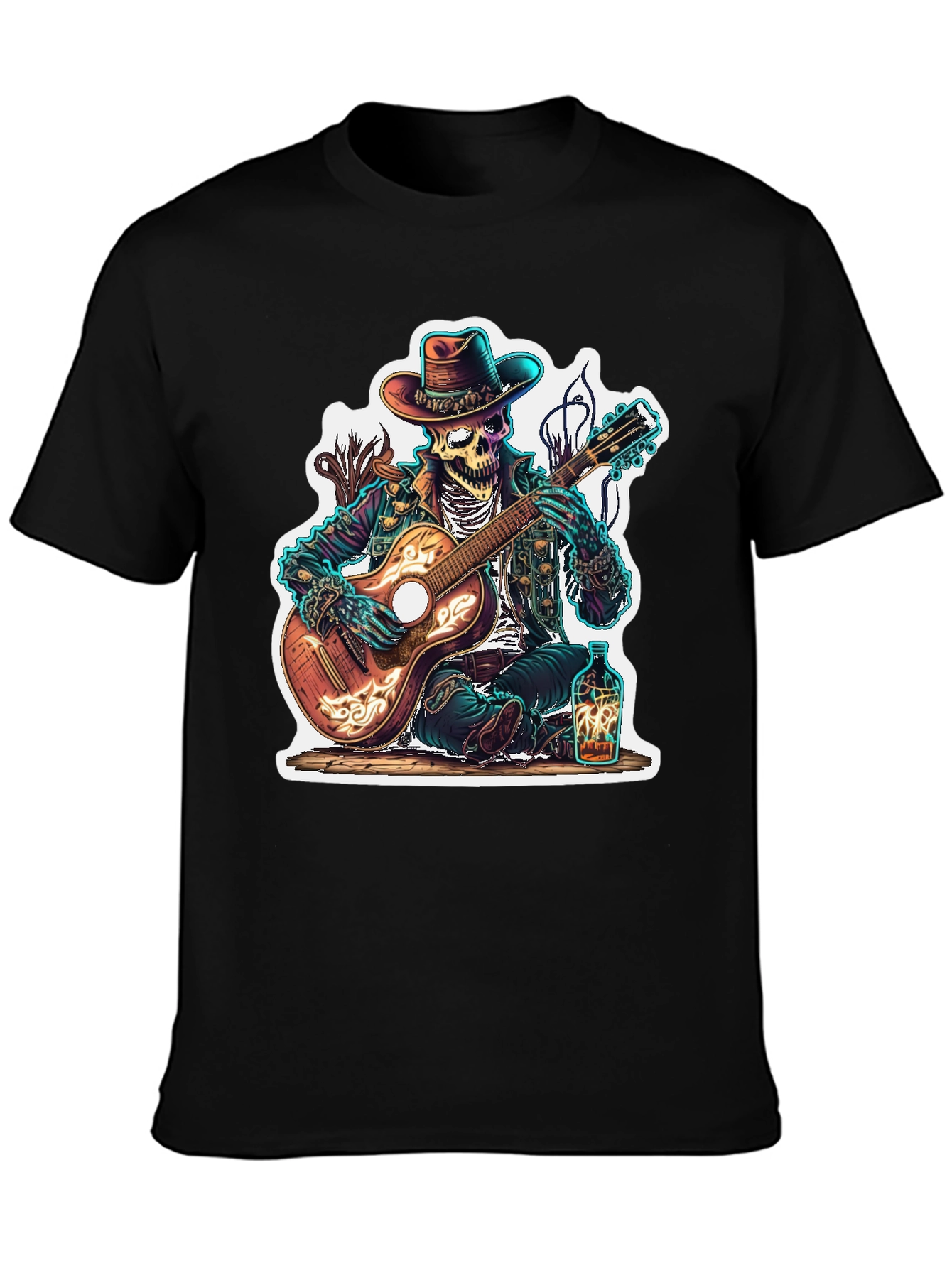 Skeleton Cowboy Guitarist Graphic Tee