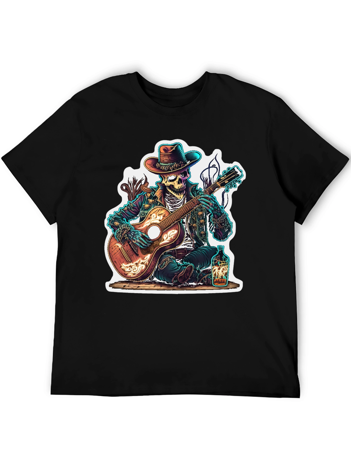 Skeleton Cowboy Guitarist Graphic Tee