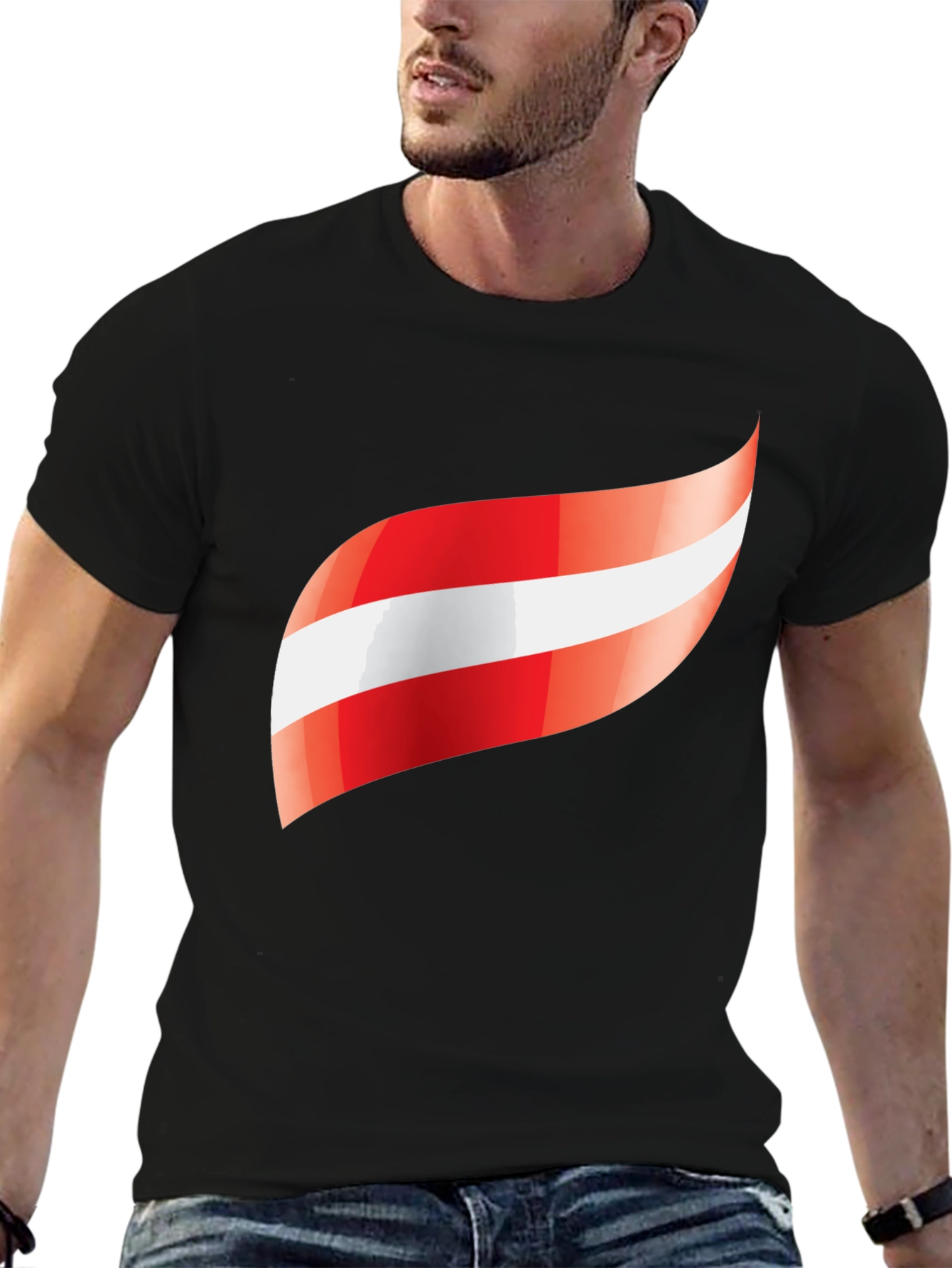 Austria Flag Graphic Black T-Shirt