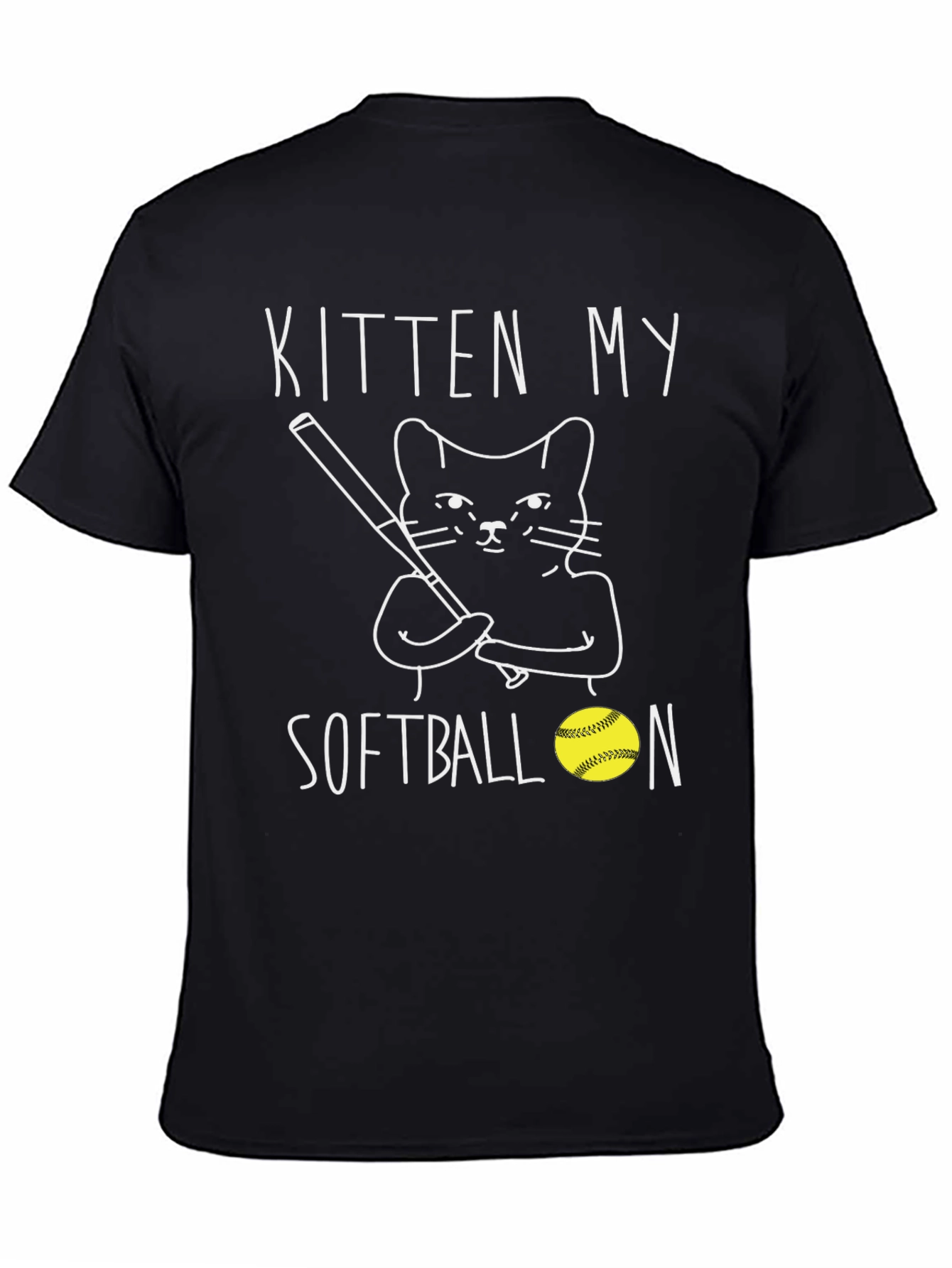 Kitten My Softball T-Shirt Black Graphic Tee