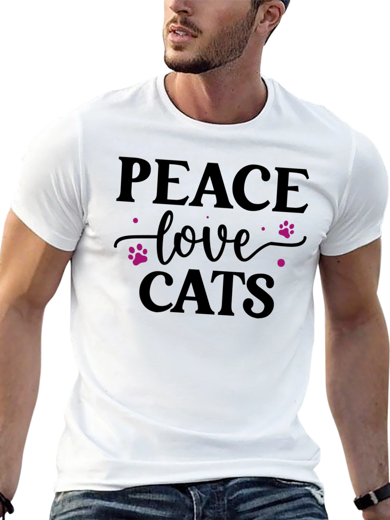 Peace Love Cats Graphic Tee - Soft Cotton Shirt