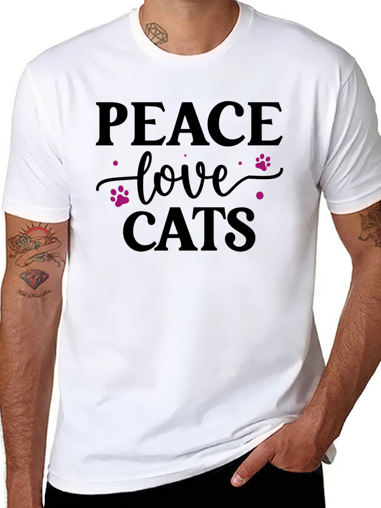 Peace Love Cats Graphic Tee - Soft Cotton Shirt