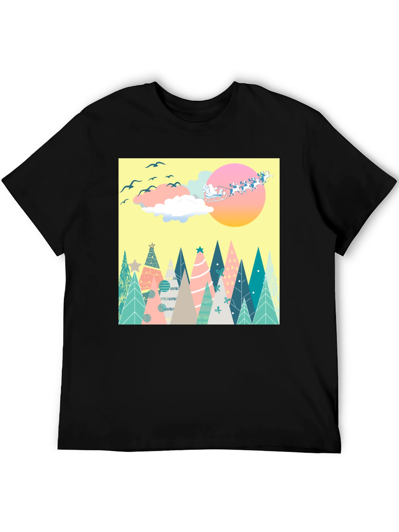 Holiday Trees Santa Sleigh Graphic Tee