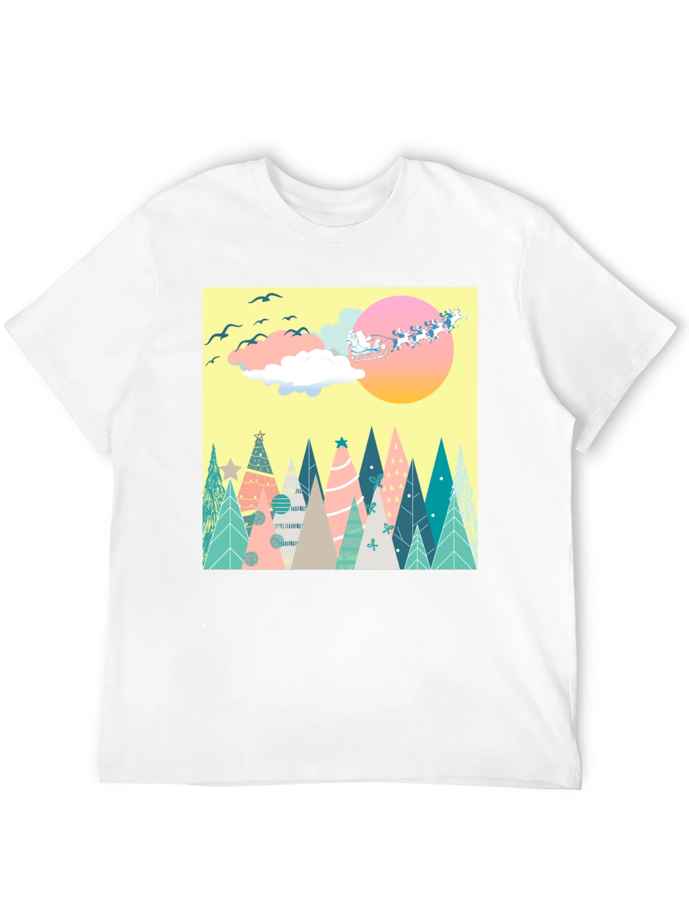 Holiday Trees Santa Sleigh Graphic Tee