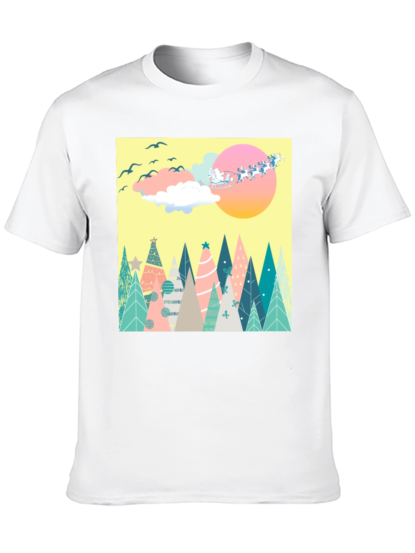 Holiday Trees Santa Sleigh Graphic Tee