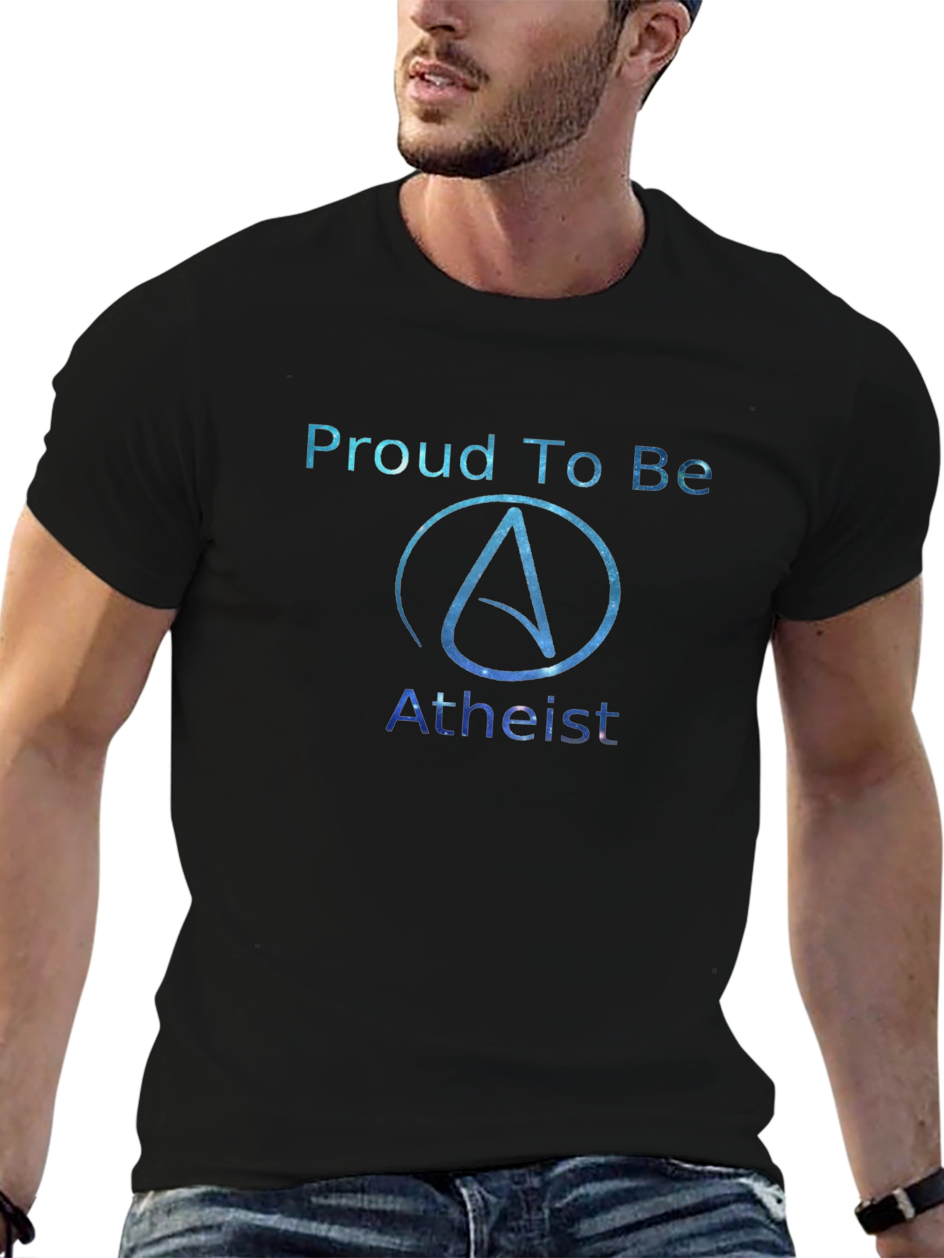 Proud Atheist Galaxy T-Shirt - Unique Atheism Apparel