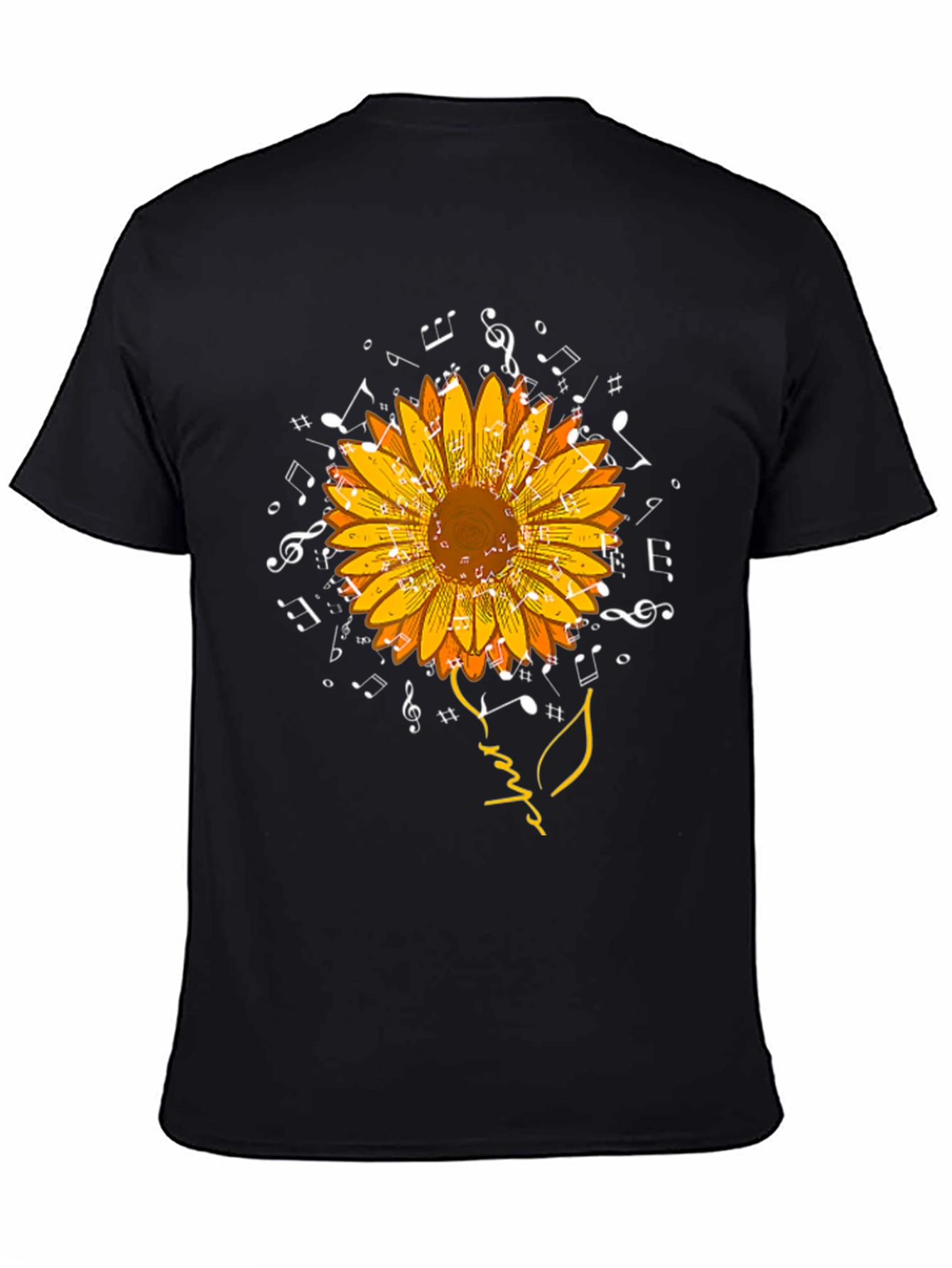 Musical Sunflower Graphic Tee - Black