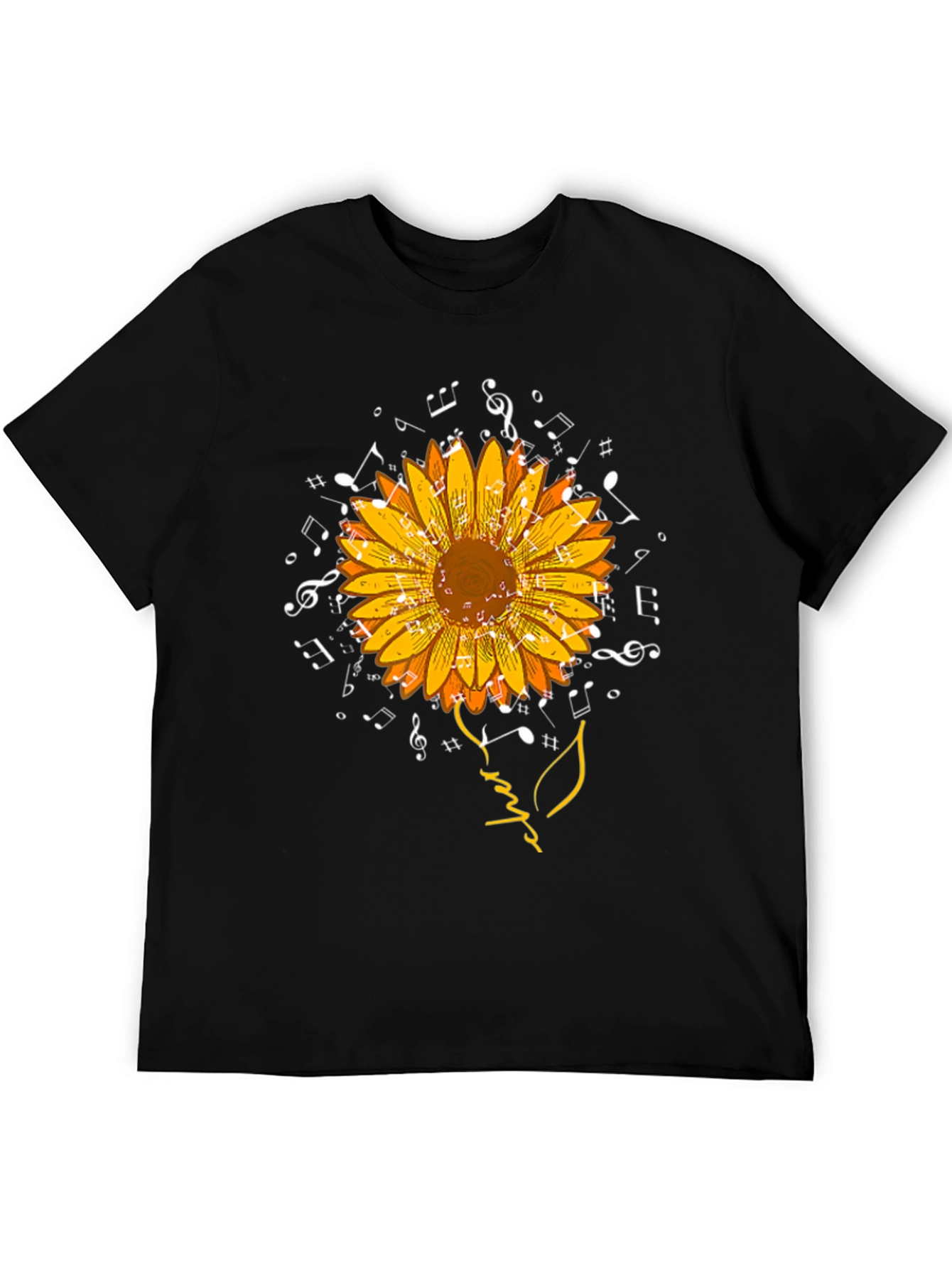 Musical Sunflower Graphic Tee - Black