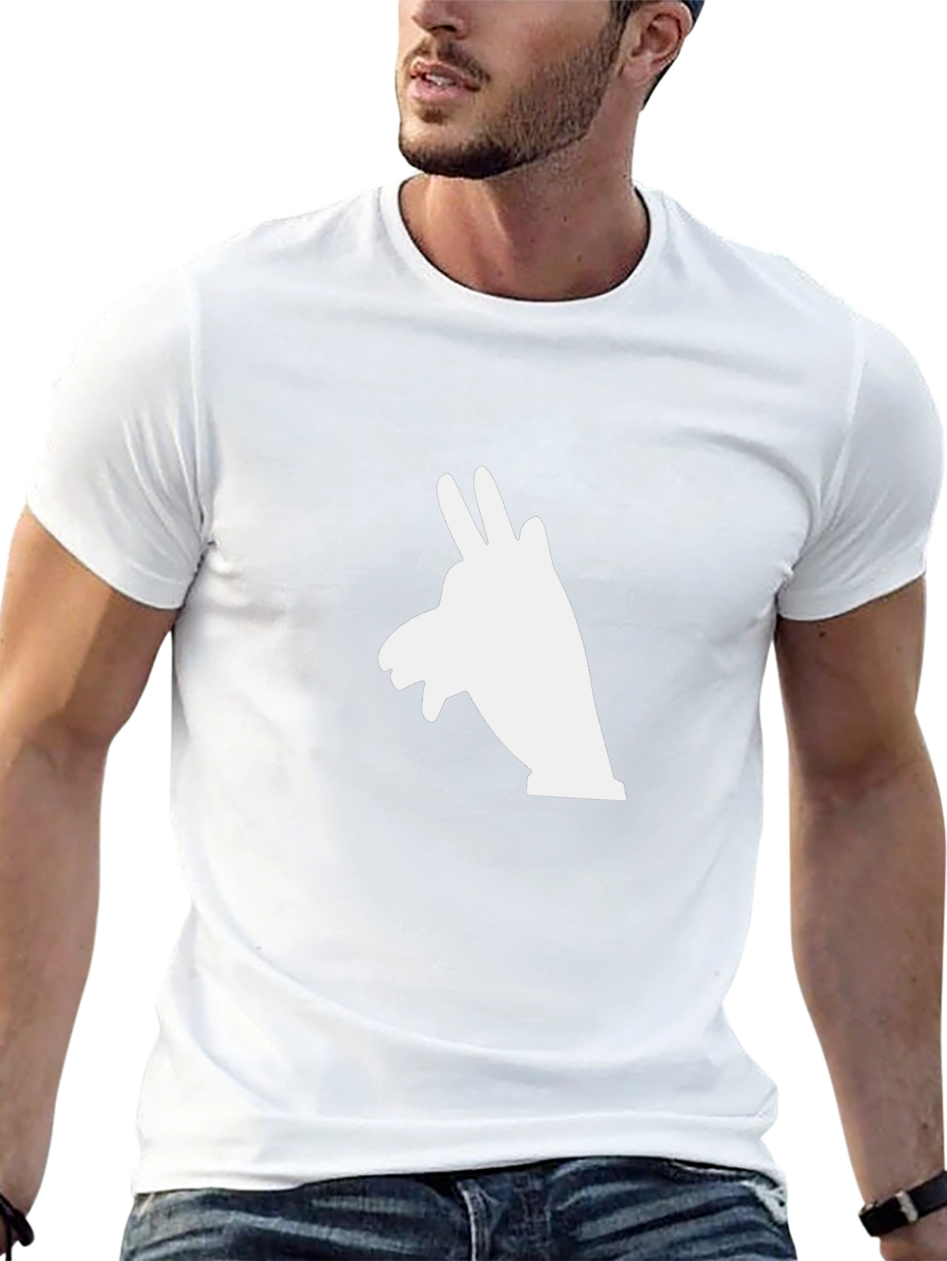 Black T-Shirt with Llama Hand Shadow Graphic