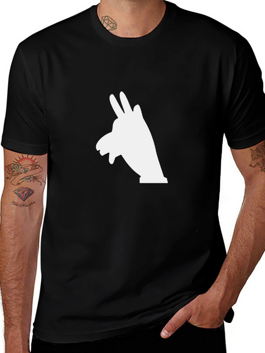 Black T-Shirt with Llama Hand Shadow Graphic