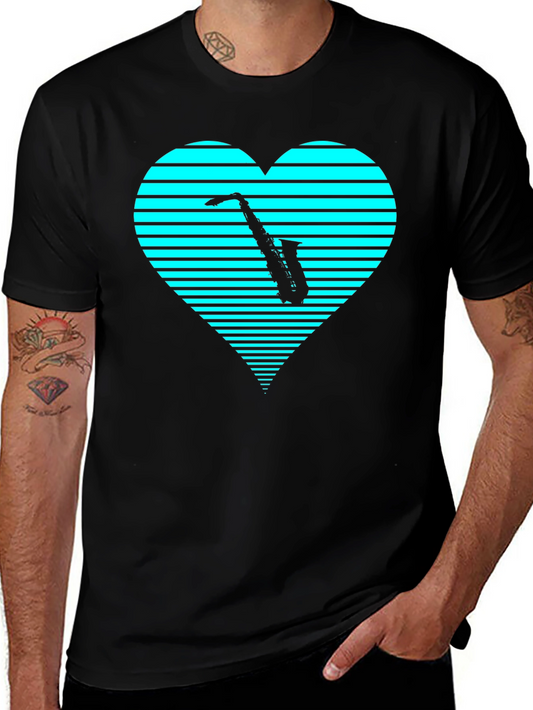 Saxophone Heart T-Shirt - Cool Music Lover Tee