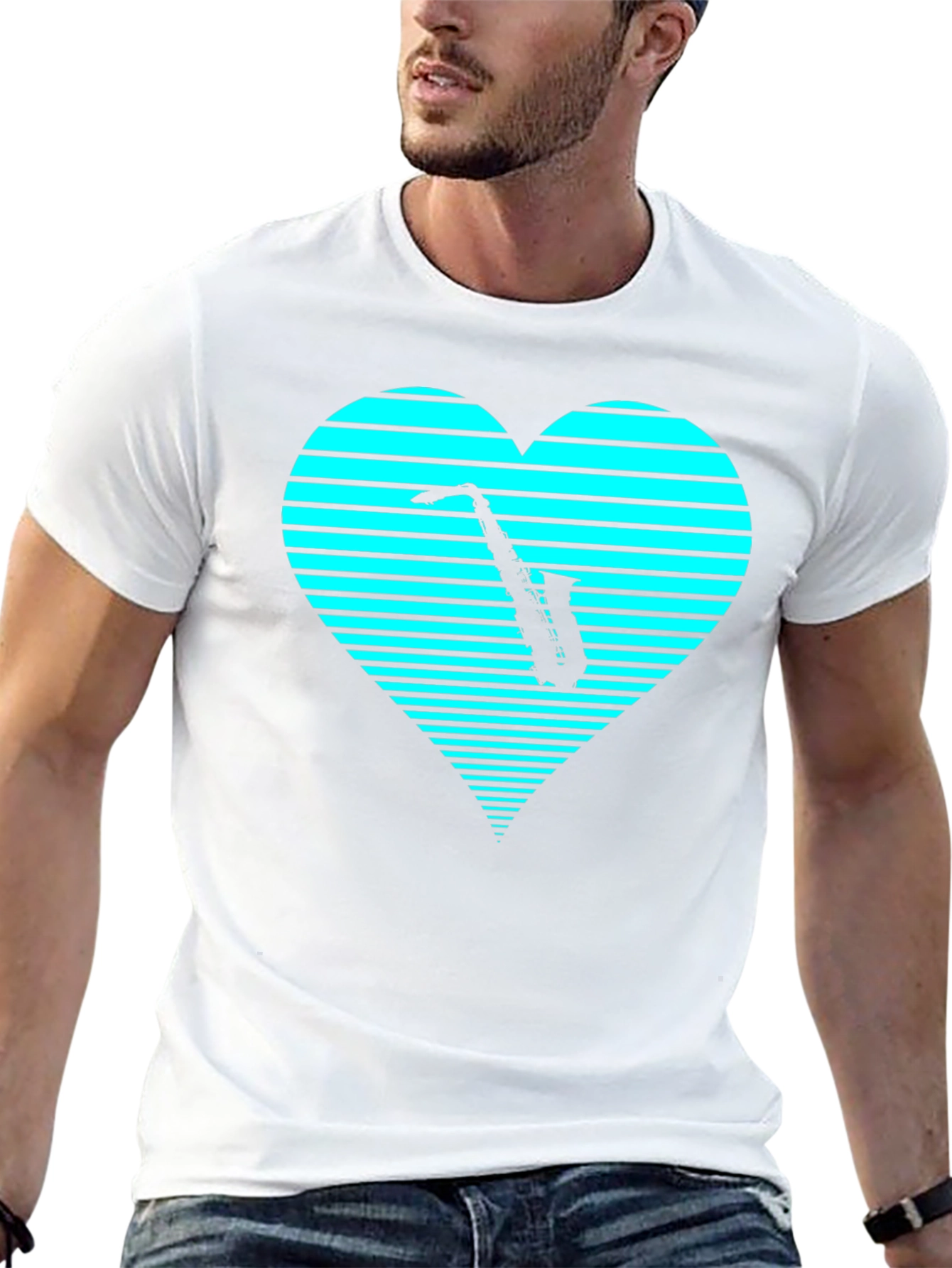 Saxophone Heart T-Shirt - Cool Music Lover Tee