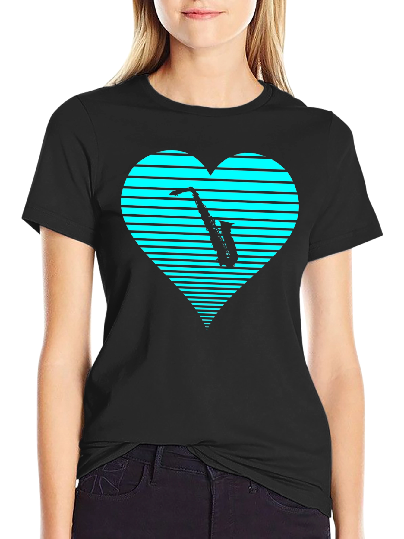 Saxophone Heart T-Shirt - Cool Music Lover Tee