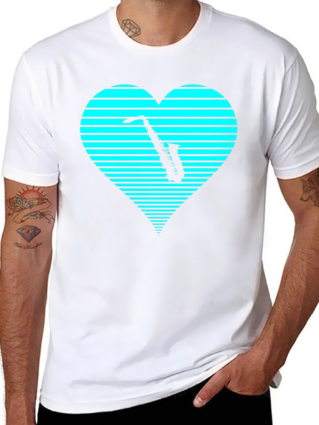 Saxophone Heart T-Shirt - Cool Music Lover Tee
