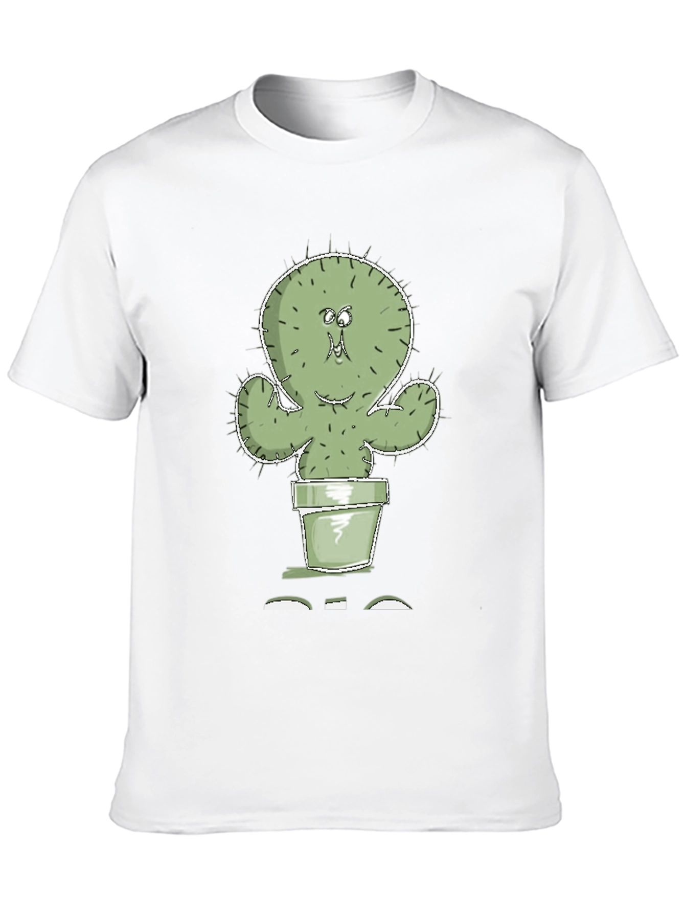 Cartoon Cactus in Pot Graphic Tee - Black